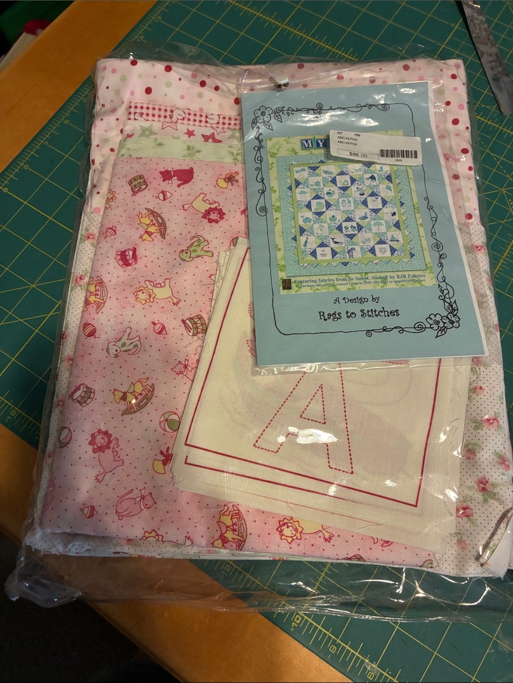 Pink Baby Quilt Kit with Cute Print Panels by